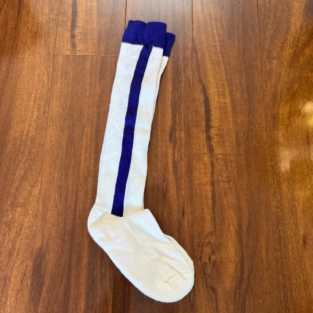 NWT Vintage All-Star Knitwear Baseball Socks White Purple Stripe Size 9-11 USA